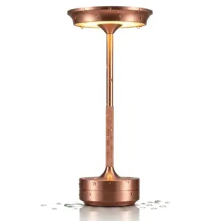 designgold LED Tischlampe kabellos Akku, dimmbare Tischleuchte mit USB-C, 3 Lichtfarben & Touch Funktion, moderne Nachttisch-Lampe für Restaurant, Balkon, Schlafzimmer, Outdoor & Wohnzimmer, Kupfer