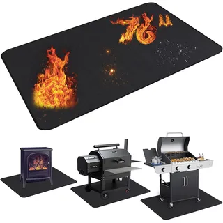 UBeesize Große 193 x 121,9 cm Untergrillmatte für Außengrill, doppelseitig, feuerfest, Grillunterlage für Feuerstelle, Kaminmatte, Feuerschalenmatte, öldicht, wasserdicht, Grillschutz für Terrasse und