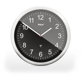 MEBUS Analoge Funk-Wanduhr 26 cm schwarz