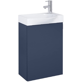 RAVI 45 Badmöbel Set 45cm Ture Soft-Close Keramik Waschbecken mit Hängeschrank Badezimmerschrank Unterschrank Waschtisch Modern Elegant, Holzwerkstoff, Marineblau matt Lackiert