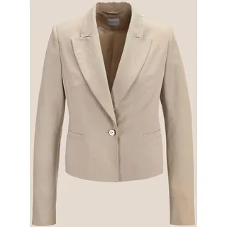 Jackenblazer MADELEINE "Kurzblazer Modischer Blazer mit Reverskragen", Damen, Gr. 38, blau (kitt), Obermaterial: 70% Lyocell CLY. 30% Leinen LI., Modern, normal, Blazer Jackenblazer