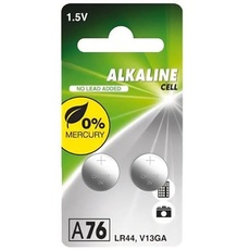 Alkaline Batterie LR44 A76, quecksilberfrei, 2 Batterien 11,60 x 5,40, 1,5 V, 110 mAh