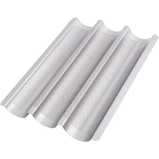 GOURMEO Baguette-Backblech (38 x 24,5 cm) für 3 Baguettes mit Antihaftbeschichtung, Baguetteform, Baguetteblech, Baguette Backform, Brotbackform, Backform Brot, Backformen, Brot Backen Zubehör