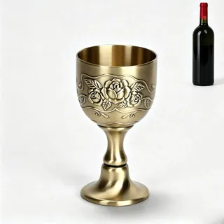 Mittelalterlicher Kelch, Vintage Weinglas, Der Goldene Schöner Weinbecher, Handgemachte Geprägte Blume Kelch Schnaps Becher, Kupfer Tasse
