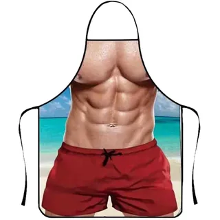 PYRUVAE Muskelmann Grillschürze für Männer Kochschürze Küchenschürze Lustige Schürze Wasserdichte für Herren Damen Geschenk für Party Costume Grill (2)