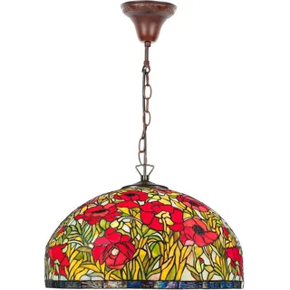 Casa Padrino Tiffany Hängeleuchte Mehrfarbig Ø 50 x H. 85 cm - Handgefertigte Tiffany Hängelampe aus 1221 Teilen