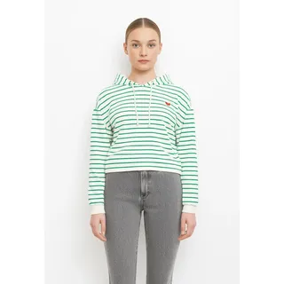 Pieces Kapuzenpullover Hoodie Streifen Cloud Dancer/Parakeet/Heart Emb XS