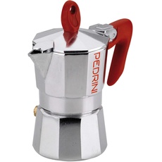 PEDRINI Kaffeemaschine, Moka für Espresso, Aluminiumlegierung EN 601, italienisches Design (Rot, 1 tasse)