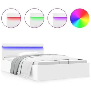 vidaXL Bett mit Bettkasten Hydraulisch LED Weiß Kunstleder 120x200 cm - Weiß