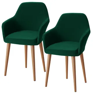 Alishomtll Stretch Stuhlhussen 2er Set Sesselbezug Stuhlbezug mit Armlehnen Abnehmbare Waschbar Schonbezug für Bürostühle Esszimmerstühle Bezug für Küche Bankett Hochzeit Party (Grün, 2 Stück)