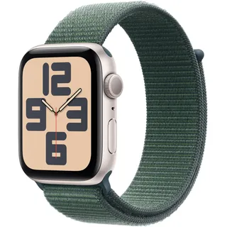 Apple Watch SE 2024 GPS 44 mm Aluminiumgehäuse Polarstern, Sport Loop Seegrün