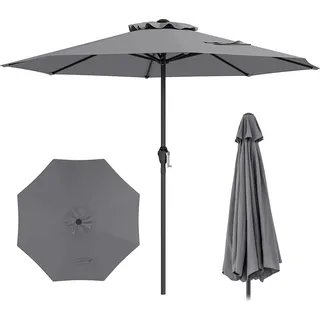 COSTWAY Sonnenschirm 250 cm, Gartenschirm mit Kurbel & 8 Rippen, Terrassenschirm, Balkonschirm, Marktschirm Anthrazit - Schwarz