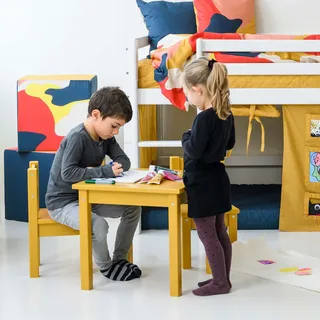 Hoppekids Kindersitzgruppe »MADS Kindersitzgruppe« Set, 1 Tisch, 1 Stuhl, 2 Stk. tlg. in vielen Farben, mit einem Stuhl, gelb