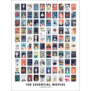 Pop-Chart-Poster zum Rubbeln, 100 essentielle Filme, 30,5 x 40,6 cm, Original-Poster mit Bucket-Liste-Filmen, in Wirecutter und auf Huckberry