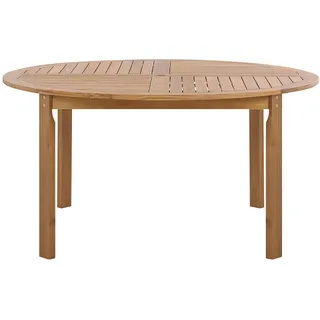 Beliani Gartentisch Akazienholz hellbraun 150 cm Tolve , Hellbraun , Holz , Rund , 150x74x150 cm , Gartenmöbel, Gartentische