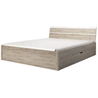 ims helvetia Feldmann-Wohnen Bett, weiß Braun, Holz, 8 Schubladen, Rechteckig, 160x200 cm, Schlafzimmer, Betten