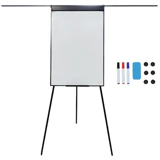 Relaxdays Flipchart Whiteboard , Schwarz , Metall, Kunststoff , 70x100x1.1 cm , Bilder & Rahmen, Pinnwände & Magnettafeln