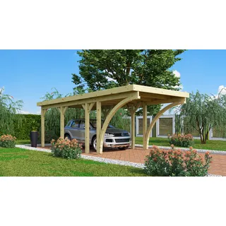 Karibu Einzelcarport Classic 2,73 x 5,88 m braun inkl. zwei Einfahrtsbögen