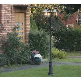 Konstsmide LED Mastleuchte Wegeleuchte Laterne im Landhausstil, Kandelaber Schwarz-Silber