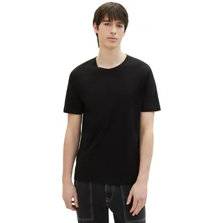 T-Shirt TOM TAILOR DENIM, Herren, Gr. XL, schwarz, Jersey, Obermaterial: 100% Baumwolle, unifarben, regular fit taillenbedeckt, Rundhals, gerader Abschluss, Shirts T-Shirt