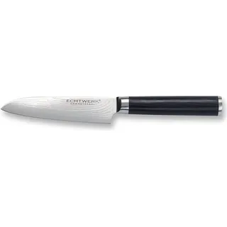 Echtwerk Damast Santokumesser, Santoku Messer, Kochmesser, Küchenmesser, Stahl / Pakka-Holz, Silber / Schwarz, 13 cm, EW-DM-0320 - Silber, Schwarz