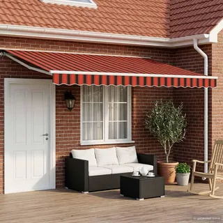 vidaXL Manuell einziehbare Markise Orange, Schwarz und Gelb 5 x 3 m - Orange