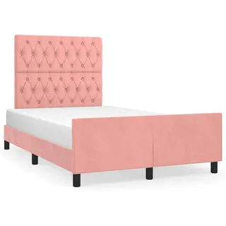 vidaXL Bettgestell mit Kopfteil Rosa 120x200 cm Samt - Rosa
