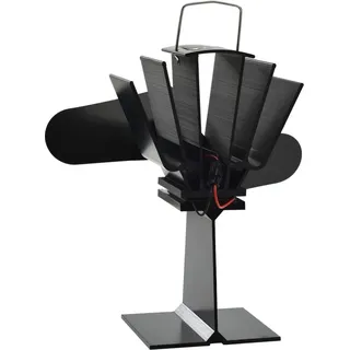 vidaXL Ofenventilator Wärmebetrieben 2 Blätter Schwarz