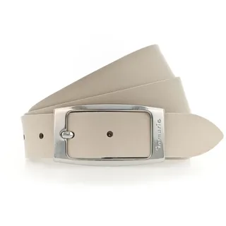 Ledergürtel TAMARIS "Charlie Silver", Damen, Gr. 80, beige (cream), Rindsleder, unifarben, Basic, Gürtel Ledergürtel, mit glänzender Schließe in tollen Basic-Farben, Topseller