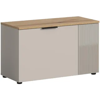 xonox.home – Sitzbank Slide 80x48x36 cm in Kaschmir Nachbildung und Evoke Oak matt – Moderne Garderobenbank mit Stauraum – kompakt, funktional & stilvoll für Flur oder Diele