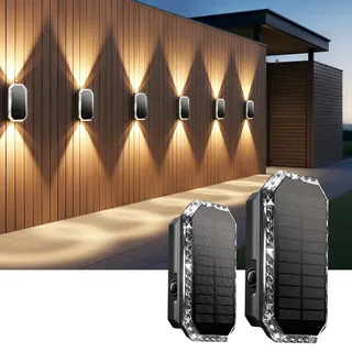 SUNNMO Solarlampen für Außen, Solar Wandleuchte Aussen Up and Down, Solarleuchten für Außen Wand Zaun Garten Winterfest IP65 Wasserdicht, 3 Lichtfarben Warmweiß Kaltweiß, 3000K/4000K/6500K, 2 Stück