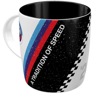 Nostalgic-Art Retro Kaffeebecher, 330 ml, BMW Motorsport – Tradition Of Speed – Geschenk-Idee für BMW Accessoires Fans, Original Lizenzprodukt (OLP), Keramik-Tasse für Kaffee, Vintage Design