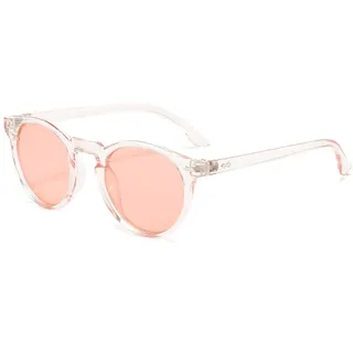 Polarisiert Sonnenbrille Damen Runde Retro-Klassisch Vintage Kreis mit UV400 Schutz Sonnenbrille für Fahren Laufen Angeln Transparent Rosa