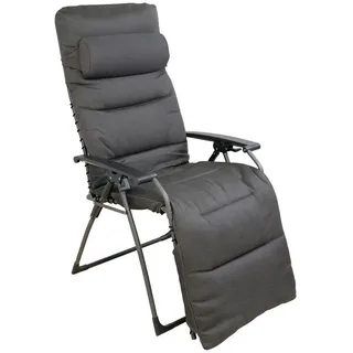 Garten-Relaxsessel , Anthrazit , Metall , 80x130x70 cm , klappbar, Bezug abnehmbar, Nackenkissen abnehmbar , Gartenmöbel, Gartenliegen, Liegestühle
