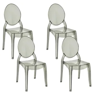 Beliani Esszimmerstuhl 4er Set Schwarz/Transparent Kunststoff