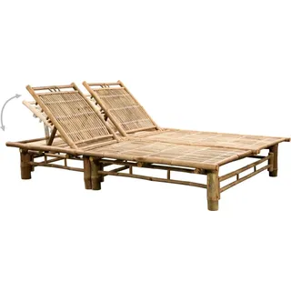 vidaXL 2-Personen-Sonnenliege mit Auflagen Bambus - Taupe