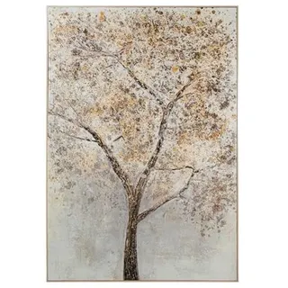DRW Leinwandbild mit Baum braun und gelb, 110 x 160 x 4,4 cm