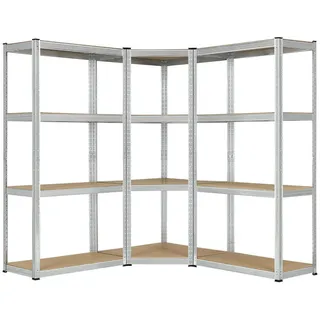 Juskys Eckregal Metall 155x160x155 cm Silber