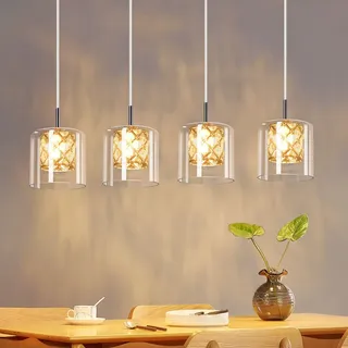 GBLY ZMH Hängelampe 4 Flammig Hängeleuchte G9 Lang Esszimmerlampe 120CM Höhenverstellbar Kristall Design