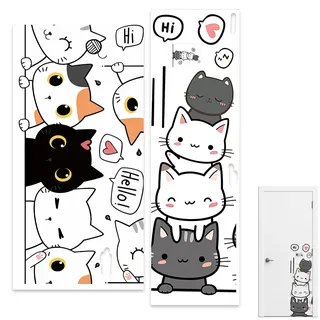 EUYKQNOI 2 Stück Wandtattoo, Kinderzimmer Katze Aufkleber, Süß Katzen Wandsticker, Katzen Sticker, Türaufkleber, Schlafzimmer Wanddeko Für Junge Mädchen