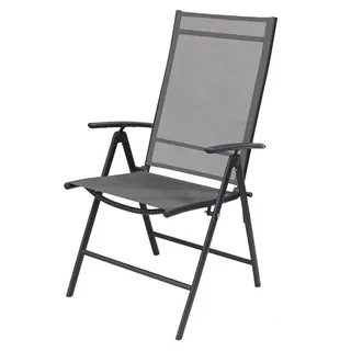 2 Stück Garten Klappstuhl Hochlehner Metall - Textilen Anthrazit 7 Pos - Grau