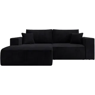 Selsey Ecksofa Farese Mini mit Cordbezug Schwarz, links , Textil , Ottomane links, L-Form,L-Form , 240x167 cm , Wohnzimmer, Sofas & Couches, Wohnlandschaften, Ecksofas