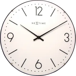 NeXtime 3157WI, Wand, Quarzuhr, Kreis, Schwarz, Weiß, Glas, Erwachsene - Schwarz, Weiß