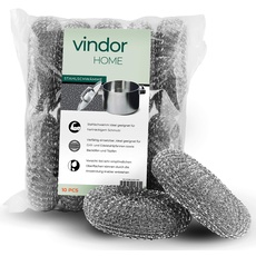VINDOR Stahlschwämme – Reinigungsschwamm Topfreiniger aus Stahlwolle, löst hartnäckige Verschmutzungen 10 Spülschwämme
