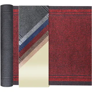 Primaflor Sauberlauf Läufer Malaga | Rot | 66 x 150 cm | Melierte Schmutzfang-Oberfläche, rutschhemmender Gel-Rücken, 6 mm Höhe; individuell zuschneidbar ohne Ausfransen