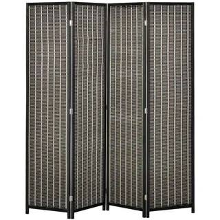 Homcom Paravent 4-teilig 180 x 180 cm Raumteiler Trennwand aus Bambus, Faltbar Sichtschutz Raumtrenner Stellwand für Wohnzimmer Braun