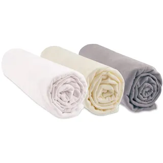 3 Spannbetttücher Baumwolle Bio für Kinderbett 70 x 140 – 3 Farben erhältlich
