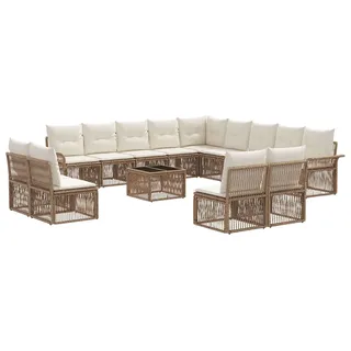 vidaXL Gartensofa-set 14 stk. Beige Poly-Rattan - Beige
