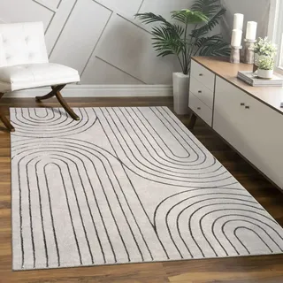 Paco Home »Tuana 215« rechteckig 15 mm Höhe Kurzflor, Regenbogen, Hoch-Tief Struktur, Scandi-Look,