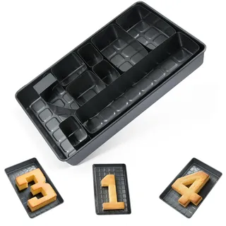 LUOJINYI Antihaft Backformen Set, Backform Zahlen- und Buchstaben, Groß Verstellbar Aluminium Kuchenform, DIY Backen Formen Set für Ausstechformen Hochzeit Geburtstag Taufe